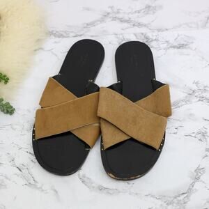 Rag & Bone Keaton Tan Pony Hair Slide Sandals Size  38/8 Women's